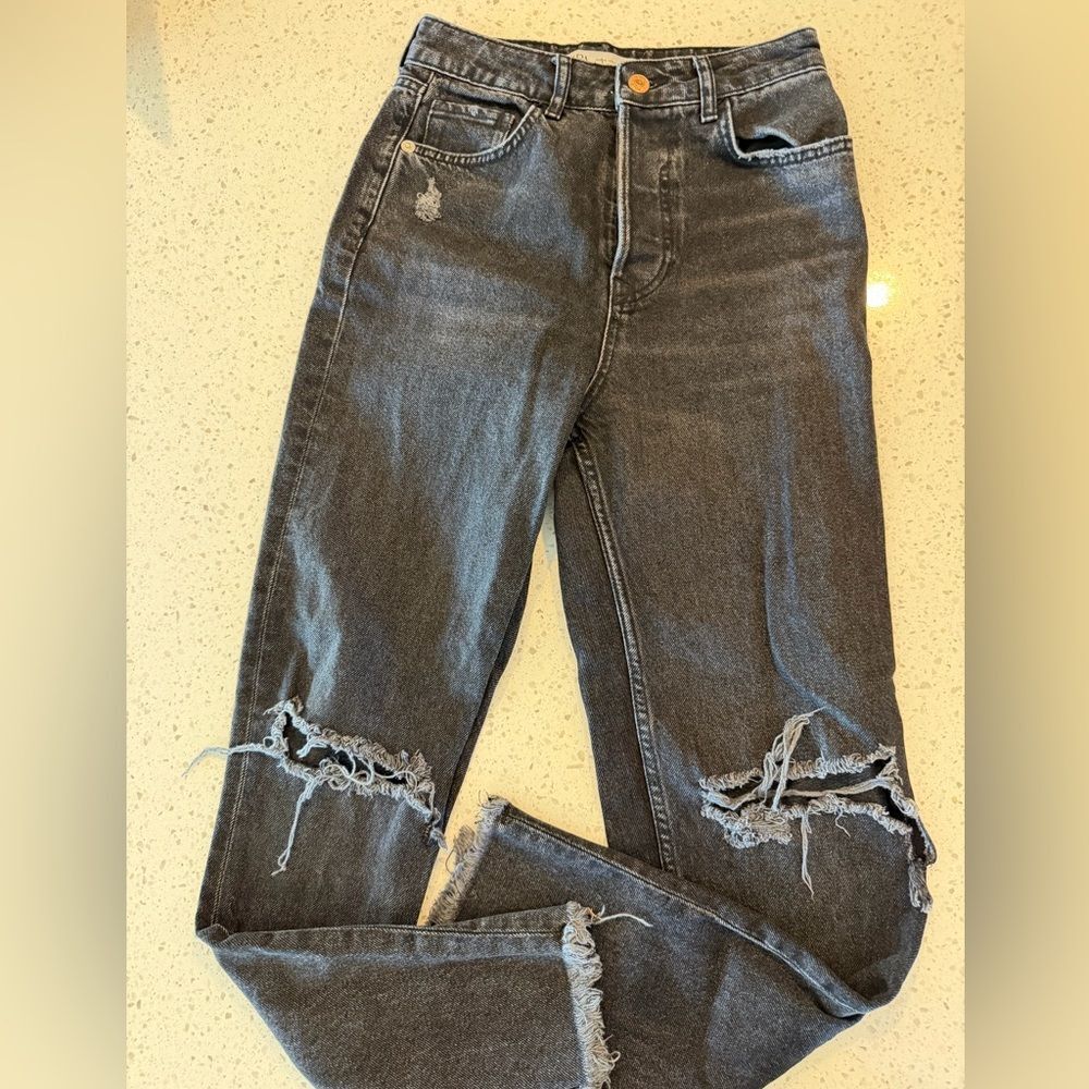 Zara Black Distressed High-Rise Women’s Jeans Size 2